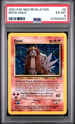Entei 6/64 2001 Holo Swirl - PSA 6 - Neo Revelation Set - Pokemon Card - Image 1