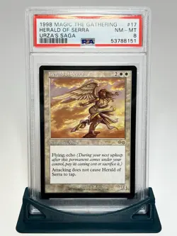 Magic the Gathering Herald of Serra Urza's Saga Rare #17 Angel PSA 8 - Image 1