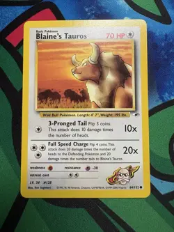 Pokemon TCG Blaine's Tauros Gym Heroes 64/132 Regular Unlimited Common LP - Image 1