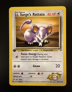 Lt. Surge's Rattata 82/132 1st Edition Gym Heroes Pokemon - Image 1