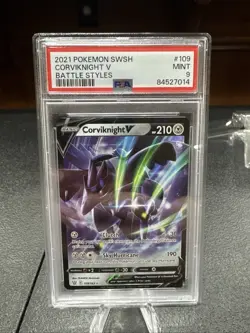 Pokemon TCG: 2021 Corviknight V 109/163 Ultra Rare SWSH Battle Styles PSA 9 - Image 1