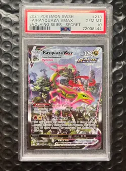 Pokemon Rayquaza VMAX Evolving Skies Secret Rare Full Alt Art #218 PSA 10 - Image 1