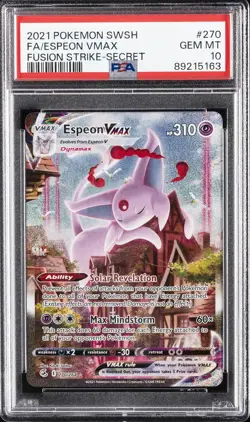 2021 POKEMON SWORD & SHIELD FUSION STRIKE SECRET FULL ART/ESPEON VMAX PSA 10 - Image 1
