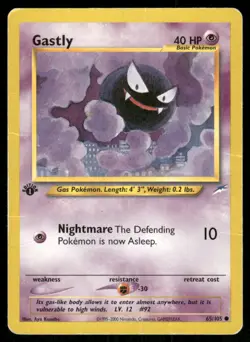 2002 Pokemon Gastly Common Neo Destiny 65/105 1st Edition DMG - Image 1