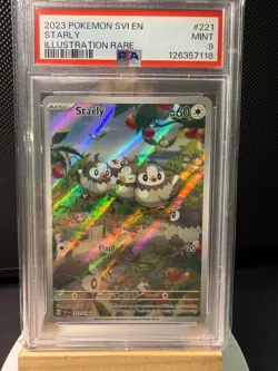 !PSA 9! - Pokemon - Starly 221/198 SV01: Scarlet & Violet Base Set Holo - Image 1