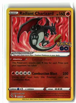 Radiant Charizard ⭐ 011/078 Holo Radiant Rare Pokemon GO 2022 Pokemon NM - Image 1