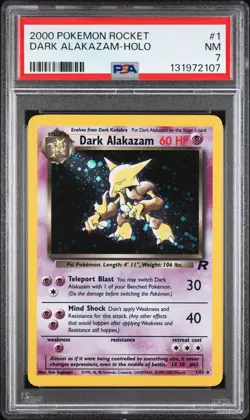 2000 POKEMON ROCKET #1 DARK ALAKAZAM-HOLO PSA 7 NM - Image 1