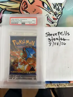 PSA 9 MINT 1999 POKEMON BASE SET BOOSTER BLACK TRIANGLE ERROR PACK CHARIZARD - Image 1