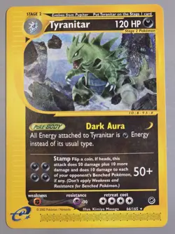 Pokemon Base Set Expedition #66/165 non-holo TYRANITAR **not played** - Image 1