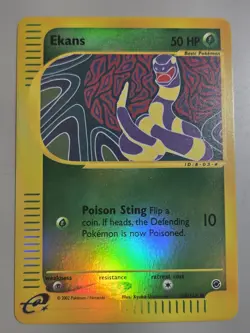 Pokemon Base Set Expedition #108/165 Reverse Holo EKANS ""hasn't been played"" - Image 1