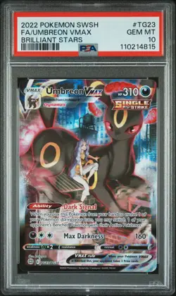 2022 POKEMON SWORD & SHIELD BRILLIANT STARS #TG23 FULL ART/UMBREON VMAX PSA 10 - Image 1