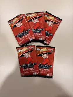 5x One Piece Card OP-13 Carrying On His Will Booster Pack (English) Sealed - Image 2