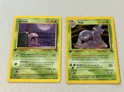 Lot Of Pokemon Cards: Holo Muk 48/62 Grimer 13/62 Fossil Set 1st Edition - Image 1