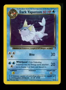 #2 Dark Vaporeon 9/110 Legendary Collection 2002 Holo Nintendo Pokemon Card TCG - Image 1