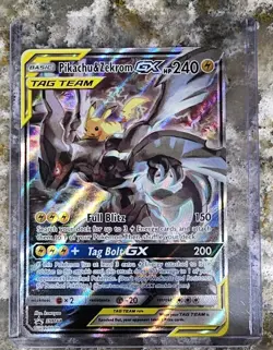 Pokemon Pikachu & Zekrom GX TAG TEAM Promo Holo SM168 240 HP - Image 1