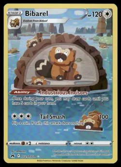 Pokemon Cards Bibarel GG25/GG70 Crown Zenith Galarian Gallery Holo NM *3 - Image 1