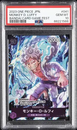 2023 ONE PIECE JPN PROMOS BANDAI CARD GAME FEST #041 MONKEY D. LUFFY PSA 10 - Image 1