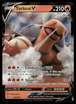 Pokemon Cards Torkoal V 024/202 Sword & Shield Holo Rare V NM - Image 1