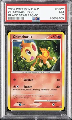 2007 POKEMON DIAMOND & PEARL BLACK STAR PROMO #DP02 CHIMCHAR-HOLO PSA 7 - Image 1