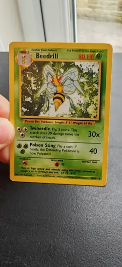 Pokemon TCG Beedrill Base Set, 17/102, Regular Rare MP - Image 1