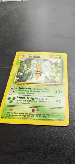 Pokemon TCG Beedrill Base Set, 17/102, Regular Rare MP - Image 2