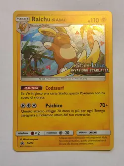 Pokemon Karte Raichu di Alola SM72 Staff Prerelease Promo Holo Italian - Image 1