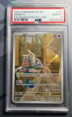 Mimikyu #075 Paldean Fates PSA 10 Pokemon Center Stamped ETB Promo - Image 1