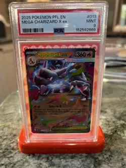 2025 POKEMON PFL EN-PHANTASMAL FLAMES #013 MEGA CHARIZARD X EX PSA 9 - Image 1
