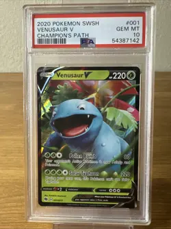 2020 POKEMON SWORD & SHIELD CHAMP'S PATH #001 VENUSAUR V PSA 10 - Image 1