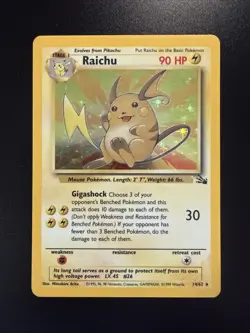 Raichu Fossil Holo Rare Card 14/62 Pokemon - Image 1