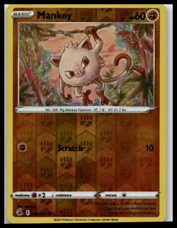 Mankey 133/264 Pokemon Card Fusion Strike Common Reverse Holo LP M27 - Image 1