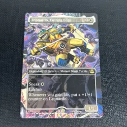 MTG Leonardo, Cutting Edge (Borderless) FOIL TMT 0211 Rare Legendary Creature - Image 1