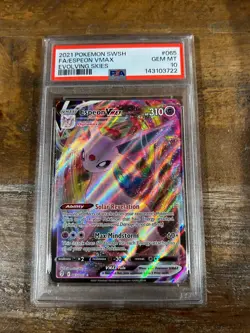 Pokemon 2021 Evolving Skies Full Art ESPEON Vmax #065 PSA 10 Gem Mint RARE 2 - Image 1
