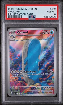 2025 POKEMON JTG EN-JOURNEY TOGETHER ILLUSTRATION RARE #162 WAILORD PSA 8 - Image 1