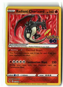Radiant Charizard ⭐ 011/078 Holo Radiant Rare Pokemon GO 2022 Pokemon NM - Image 1
