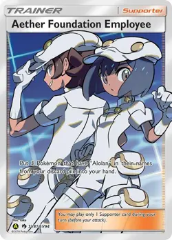 Pokemon TCG Aether Foundation Employee Hidden Fates SV81/SV94 Holo Rare - Image 1