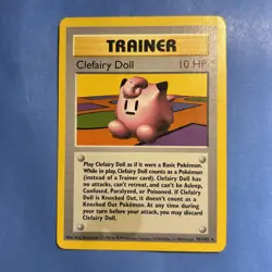 Pokemon Clefairy Doll 70/102 Shadowless Trainer Base Set WOTC Vintage HP/MP - Image 1