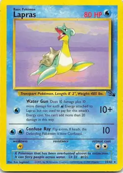 Lapras 25/62 Fossil Rare LP Pokemon TCG - Image 1