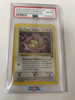 2000 Pokemon Black Star Promo Team Rocket’s Meowth #18 PSA Gem Mint 10 - Image 1
