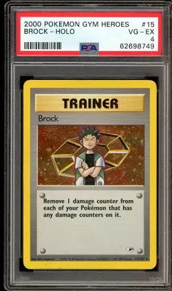 PSA 4 Brock Trainer 15/132 2000 Gym Heroes Set HOLO Pokemon Card - Image 1