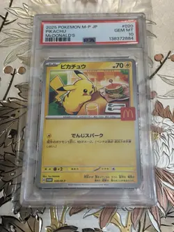 PSA 10 Japanese Pokemon Card Pikachu 020/M-P McDonald's Promo 2025 - Image 1