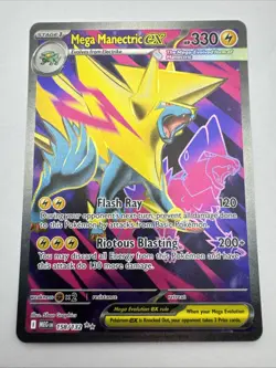 Pokemon Mega Evolution TCG Mega Manectric EX Full Art Card 158/132 - Image 1