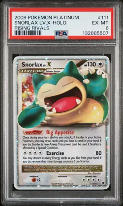 PSA 6 Snorlax LV.X 111/111 Rising Rivals Holo LVX Pokemon Card EX-MT RARE - Image 1