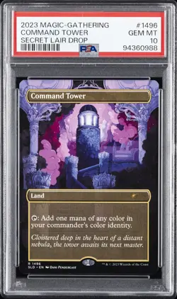 2023 MTG SECRET LAIR DROP THROUGH THE WORMHOLE #1496 COMMAND TOWER PSA 10 - Image 1