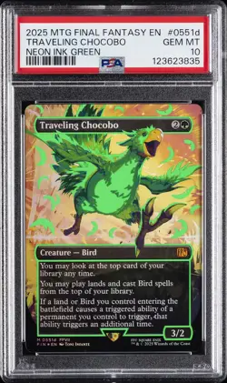 2025 MTG FINAL FANTASY COLORFUL CHOCOBOS-NEON INK GREEN TRAVELING CHOCOBO PSA 10 - Image 1