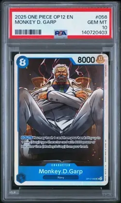 2025 One Piece OP12 EN Monkey D. Garp PSA 10 GEM Extended Art #056 Super Rare - Image 1