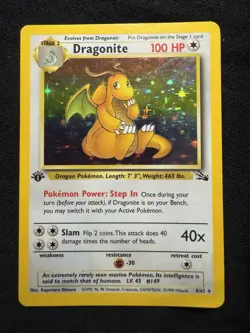 Pokemon Dragonite 1st Edition Holo Rare Fossil 4/62 English Wizards 1999 - Image 1