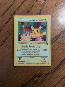Pokemon Birthday Pikachu #24 Holo Black Star Promo 2000 WOTC LP - Image 1
