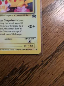 Pokemon Birthday Pikachu #24 Holo Black Star Promo 2000 WOTC LP - Image 5
