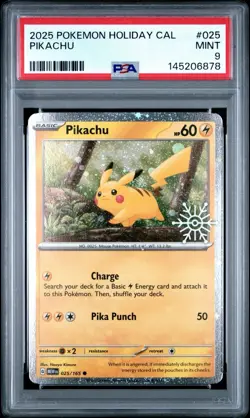 Pokemon TCG 2025 Holiday Calendar Pikachu #25 PSA 9 MINT - Image 1